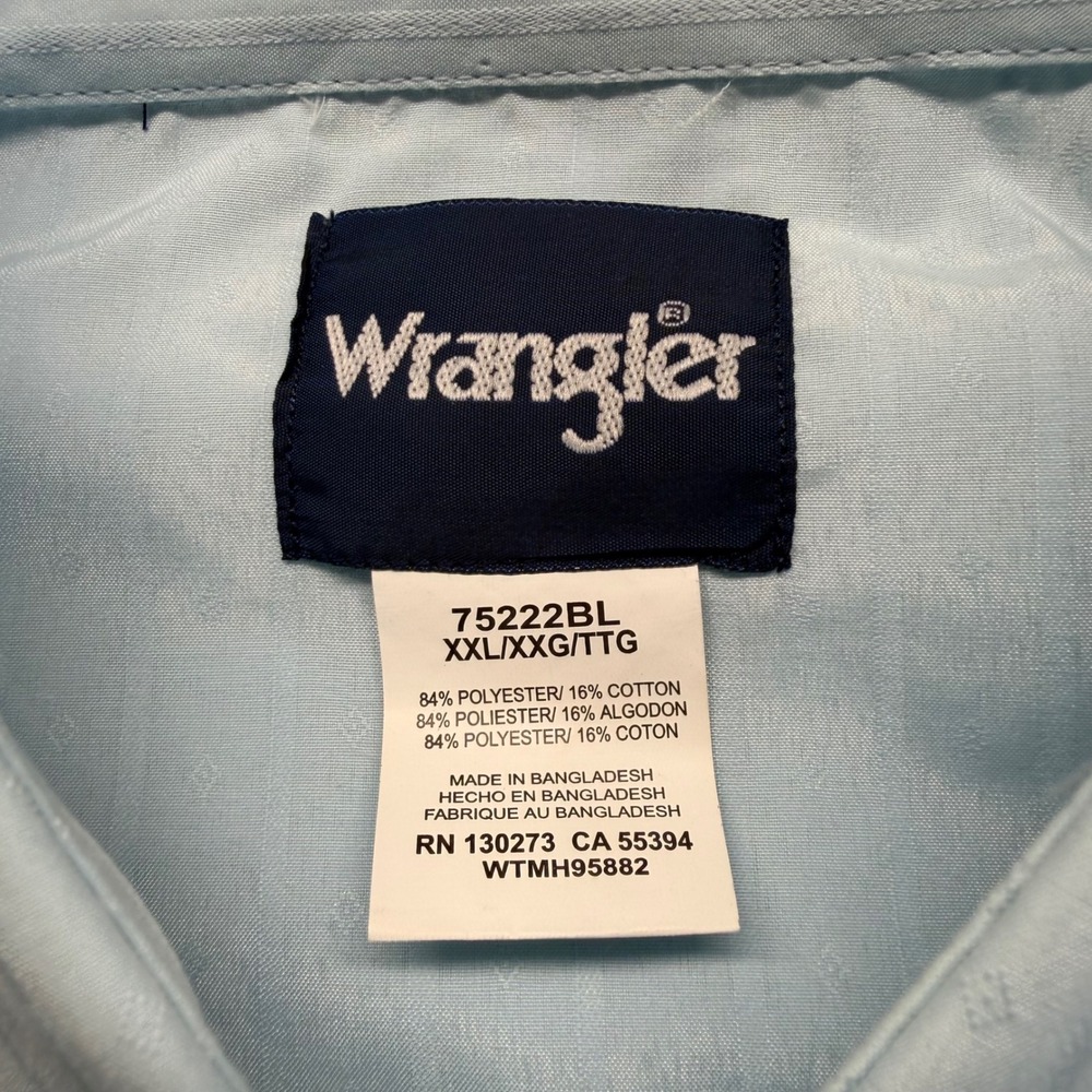 Wrangler Shirt Mens XXL Blue 75222BL Western Pearl Snap Jacquard Stripe LS - Picture 4 of 8
